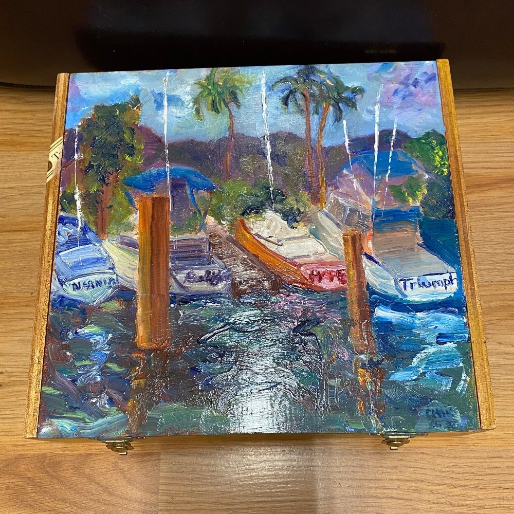 Oil Painting on Cigar Box